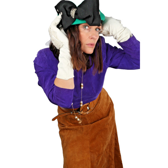 Ann Taylor Vintage Camel Beige Suede Pleated Skirt Leather 90s Classic Size 6 - Picture 11 of 11